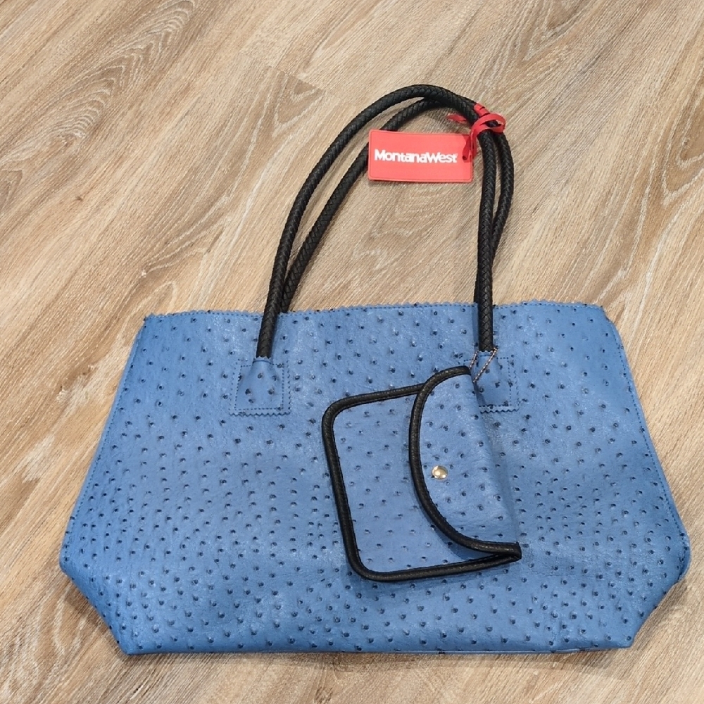 😃👜⚡️💙Montana West Blue Textured Tote Set😃👜⚡️💙